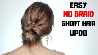 QUICK FORMAL UPDO for SHORT HAIR  Fast 1 Minute Hair Tutorial  Lolly Isabel [upl. by Derfiniw]