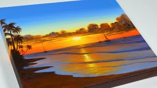 ACRYLIC PAINTING TUTORIAL  HOW TO PAINT A TROPICAL BEACH🌴 STEP by STEP🌴🎨 [upl. by Thomson]