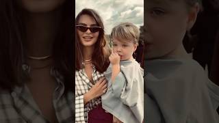 Emily Ratajkowski with her son Sylvester at the Loewe Fashion Show in Paris emilyratajkowski [upl. by Yc]