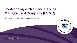 SFS  Contracting with a Food Service Management Company  February 27 2024 [upl. by Argent]