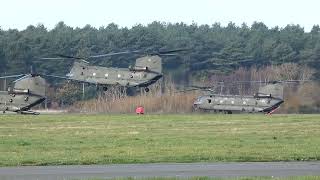 RAF Chinooks ZK555 and ZK562 lifting off from RAF Woodvale on 13112024 [upl. by Nedap]