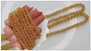 EvenUneven Solid Gold ChainBeaded jewellery making TutorialDiy [upl. by Tilly]