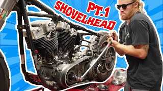 5 Min Teardown  1980 Shovelhead Harley  Chopper Build pt1 [upl. by Sashenka]