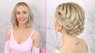 Super Easy Braided Updo For Short Hair💖 [upl. by Hatti]