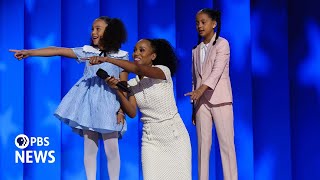 WATCH How to pronounce Kamala Harris according to her nieces  2024 DNC Day 4 [upl. by Yllehs]