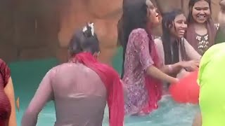 swimming pool party dance with fantasy kingdom water park chanderjamai [upl. by Lydell856]