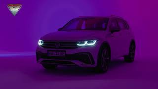 2022 Volkswagen Tiguan Allspace RLine design in White World premiere [upl. by Yenittirb869]