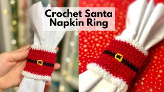 How To Crochet A Santa Napkin Ring 🎅🏼 Beginner Friendly Tutorial [upl. by Rolo]