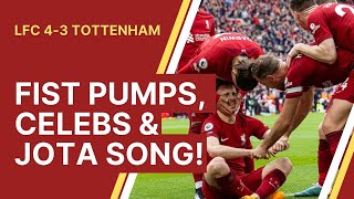 Jurgens fist pumps Salahs goal Jotas song  LFC 43 Spurs [upl. by Annauj336]