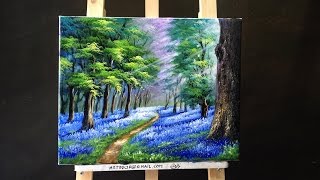 Bluebells in the New Forest  Acrylic lessons [upl. by Mano]