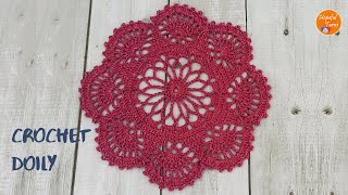 Crochet Doily Pattern  Easy Crochet Round Lace Doily  Crochet Thalposh Tutorial  Cottagecore [upl. by Aleyam]