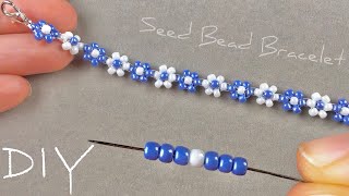 Beaded Daisy Bracelet Seed Bead Daisy Chain Bracelet Tutorial [upl. by Cr981]