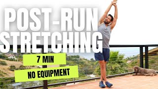 7 Min PostRun Stretch  Cool Down Stretches for Runners [upl. by Aihtiekal]