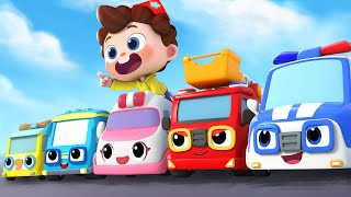 Five Little Cars Come to Rescue  Police Car Ambulance  Kids Songs  Neos World  BabyBus [upl. by Zetnauq960]