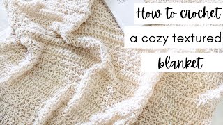 Modern Textured Crochet Blanket  How to Crochet an Easy Blanket Using Only 2 Stitches [upl. by Duhl]