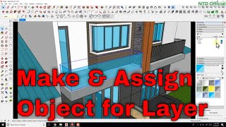 Sketchup tutorials  Make and Assign Object for Layer [upl. by Nedrah592]