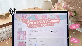 ✏️ notion weekly planner💡tutorial  free template [upl. by Novrej69]