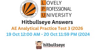 Hitbullseye Test 3 Answers  Weekly Practice Solutions for LPU Students 19 Oct 12 00 AM  lpu [upl. by Reilamag]