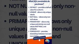 What SQL constraints do you know sql mysql mysqlworkbench [upl. by Notnert]