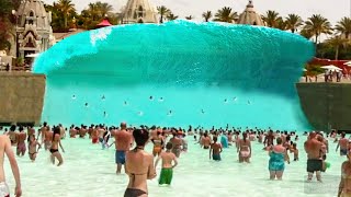 wave pool BREAKS and floods water park [upl. by Calli]