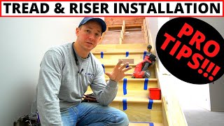 Professional Stair Tread amp Riser Installation  Complete Install Process [upl. by Cliffes283]