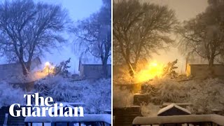 Rare thundersnow flash lights up night sky in Scotland [upl. by Rozanne]