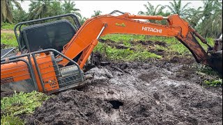 Chipping di lahan gambut hitachi zaxis 110 [upl. by Skyler729]