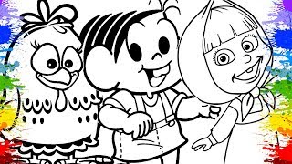 Jogo de Colorir Pintar Desenhos da Turma da Mônica Galinha Pintadinha Masha e o Urso Video infantil [upl. by Patrice]