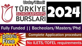 Apply 2024 Turkiye Burslari Scholarship  BSMSPHD  Fully Funded  Application Submission Urdu [upl. by Scevor]