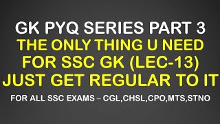 GK PYQ SERIES PART 3  LECTURE 13  PARMAR SSC [upl. by Ahseinet]