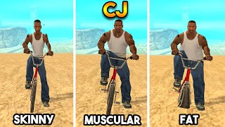 SKINNY CJ VS MUSCULAR CJ VS FAT CJ GTA SAN ANDREAS COMPARISON [upl. by Nyrret]