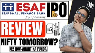 ESAF Small finance bank IPO Review  ESAF SMALL FINANCE BANK  APPLY  Nifty and Bank Nifty [upl. by Eniamat]