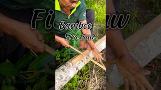 Friction fire Bamboo Fire saw firemaking [upl. by Anikehs]