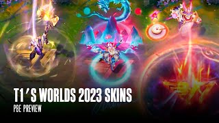 New T1s Worlds 2023 Skins  PBE Preview  League of Legends [upl. by Annahpos729]