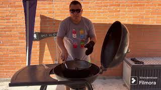 Migas al pastor extremeñas toledanas Al carbón bbq fuego caldero parrilla [upl. by Erdnaet]