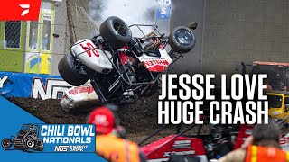 Jesse Love Walks Away From Violent Wreck  2024 Chili Bowl Nationals [upl. by Eilesor956]