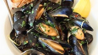 Drunken Mussels Recipe  Mussels Steamed in a Garlic Lemon amp Wine Broth [upl. by Cleasta366]