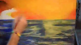 Tramonto sul mare dipinto acrilico  Sunset over sea speed paint [upl. by Enyaht]