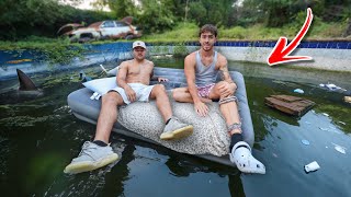 Stranded Overnight On A Raft In Abandoned Pool Gone Wrong [upl. by Glaab634]