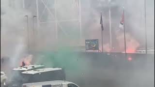 Feyenoord fans quotwelcomequot Ajax team bus [upl. by Jasmine]