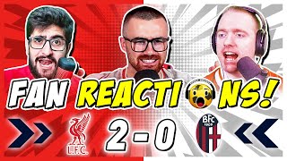 Liverpool Fans CRAZY 🤪 Reaction to Liverpool 20 Bologna  Champions League Fan Reactions [upl. by Nosnirb]