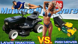 MURRAY RIDING MOWER LAWN TRACTOR VS YARDMAN SELF PROPELLED PUSH LAWNMOWER DECIDE WHATS BEST FOR YOU [upl. by Gentes]