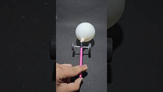 How To Make 2 wheels Mini Powered Air Balloon Car 🤩 youtubeshort shorts [upl. by Sivle]