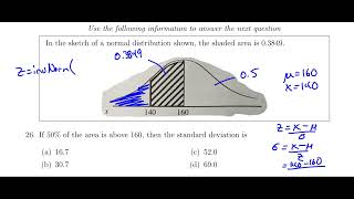 Find the standard deviation given the probability and the mean 26 [upl. by Omora]