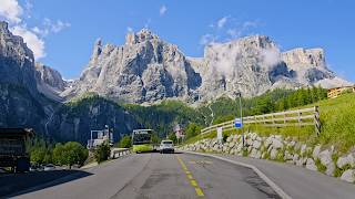 Dolomites Scenic Drive 4K  Cortina  Valparola Pass  Sella Pass  Canazei [upl. by Annaohj532]