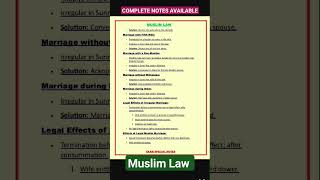 MUSLIM LAW NOTES  FAMILY LAW [upl. by Mackie]