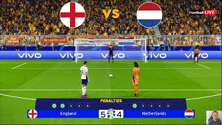 England Vs Netherlands  Penalty Shootout  Semi Final UEFA Euro 2024  Saka vs Gapko  PES Gameplay [upl. by Ahsilyt]