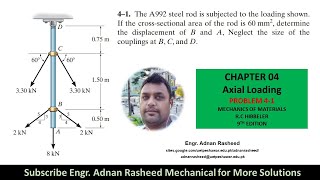 41 Determine displacement of B and A  Axial Loading  Mechanics of Materials by RC Hibbeler [upl. by Danby]