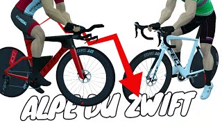 Which is Faster Cycling Down Alpe du Zwift TT Bike vs Aero Road Bike [upl. by Anelliw]