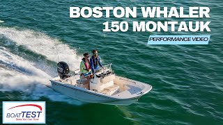 Boston Whaler 150 Montauk 2018 Test Video by BoatTESTcom [upl. by Hakkeber]